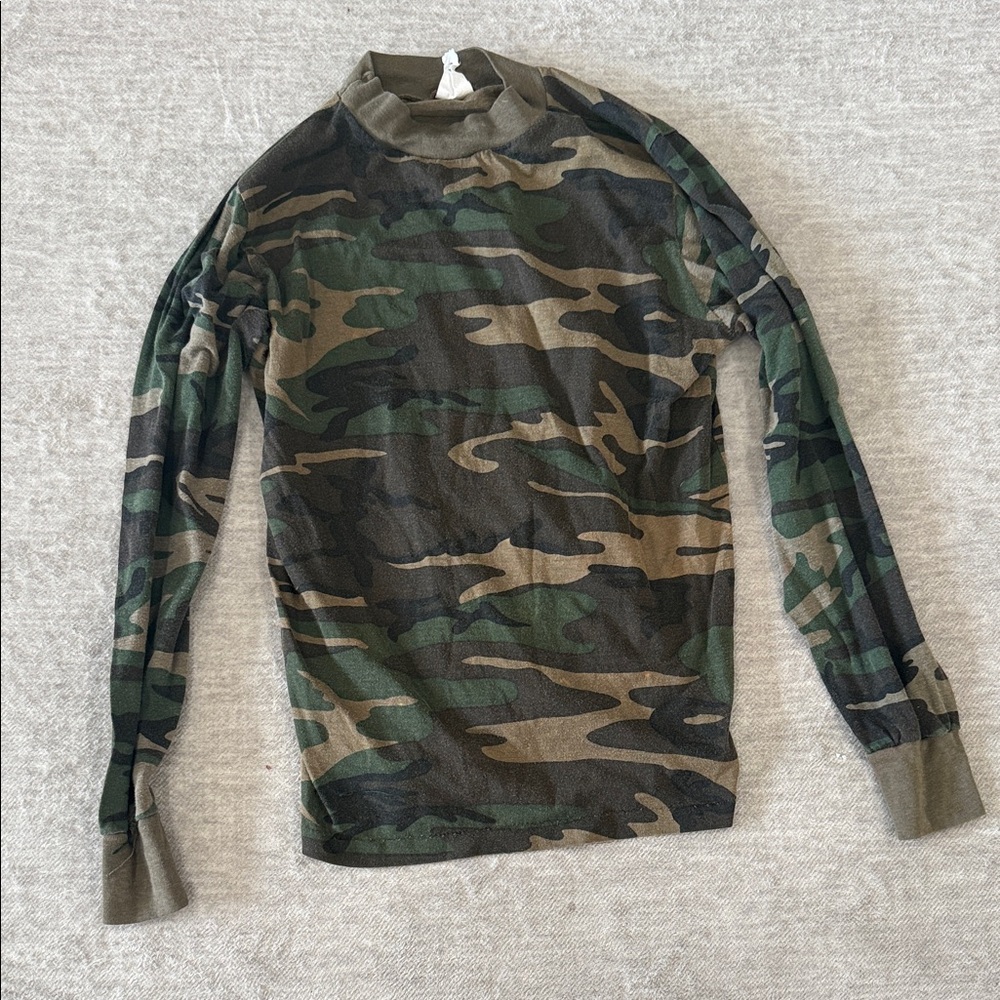 Vintage Camouflage Long Sleeve Tee - Green/Brown/Black